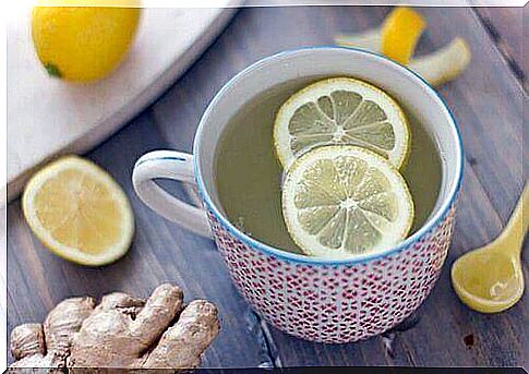 Infusion of lemon and ginger