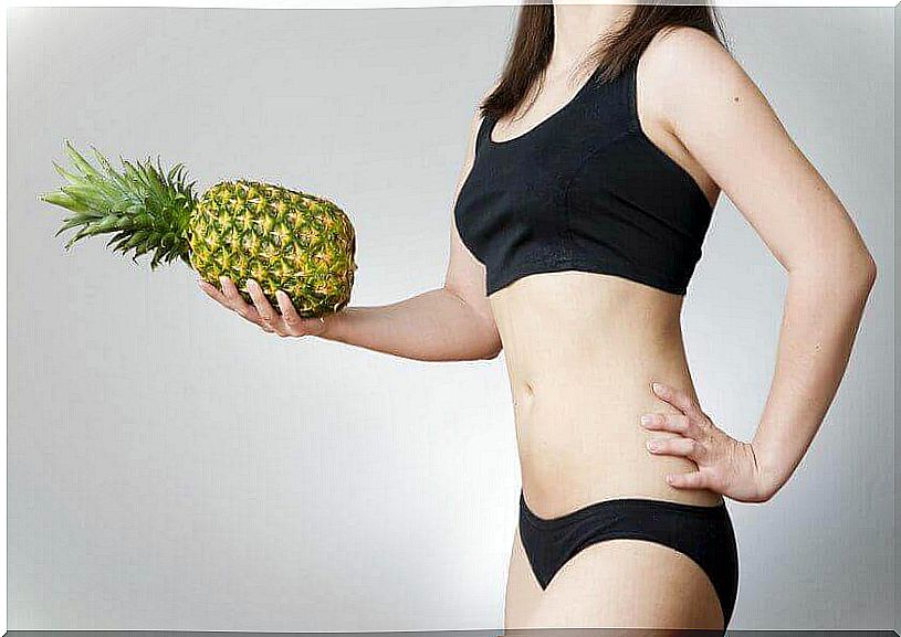 slim woman with pineapple
