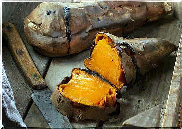 Sliced ​​sweet potato
