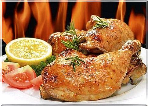Baked chicken with orange and rosemary is delicious