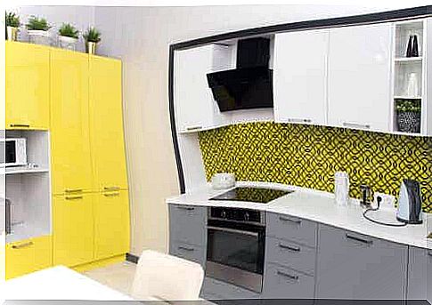 Kitchen with the color yellow