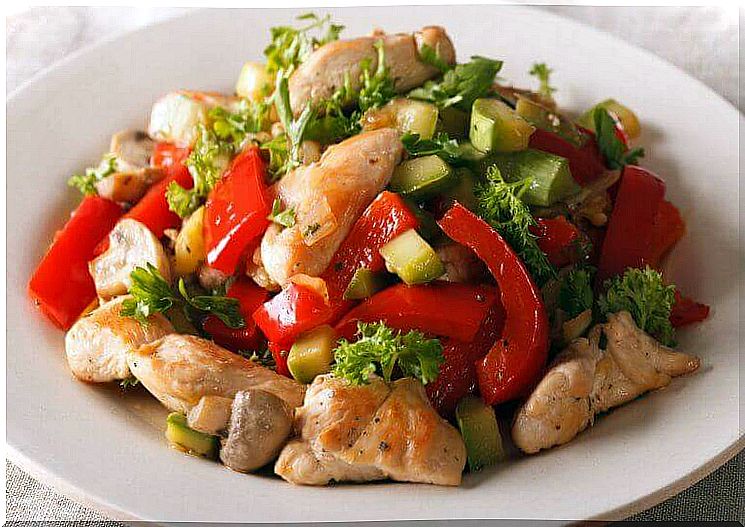 Vegetables with chicken