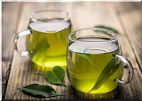 Two cups of green tea