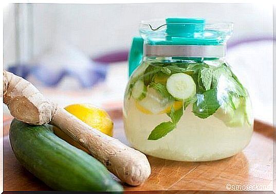Cucumber water in a jar